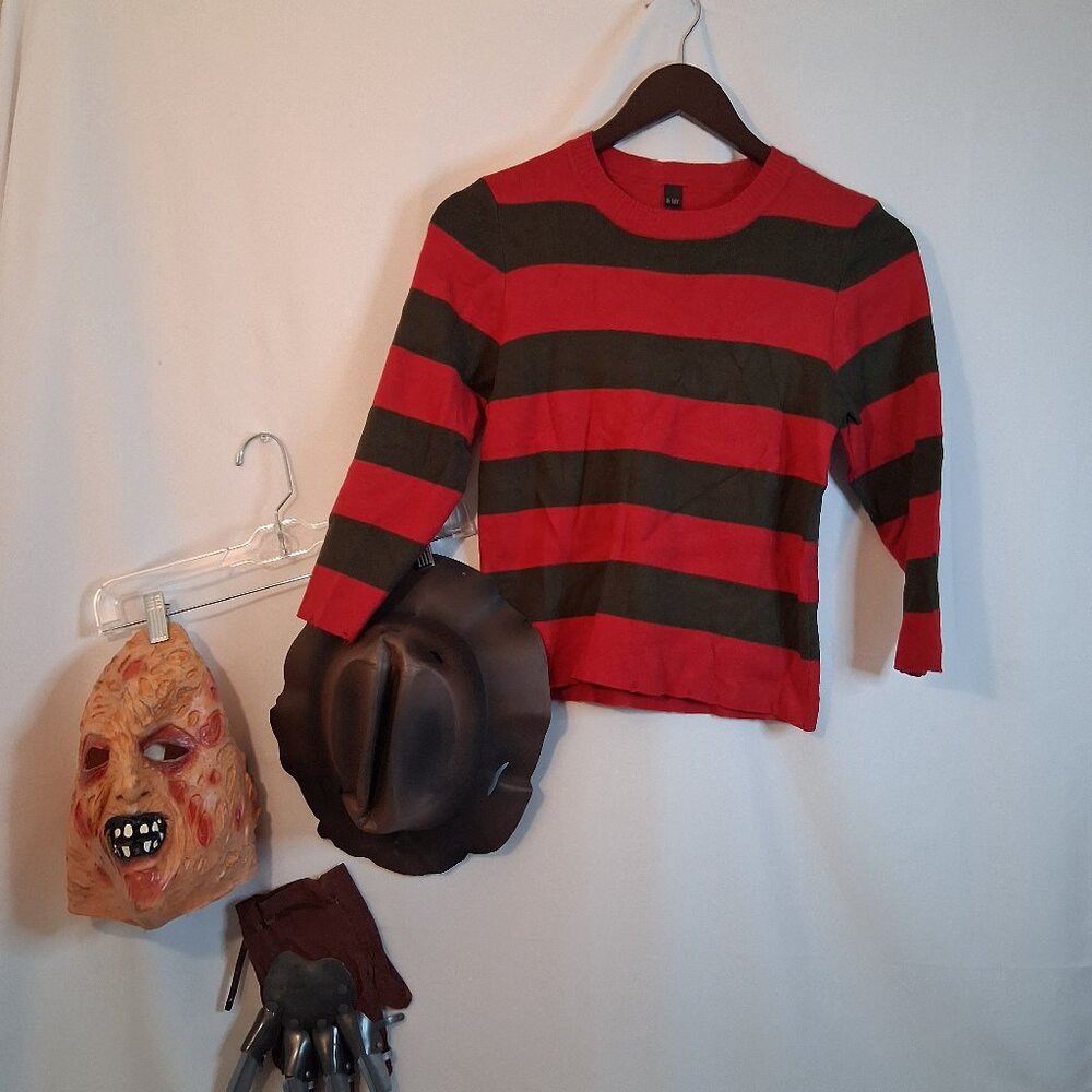 Kids Red and Dark Green Striped Halloween Sweater Costume - Classic Look